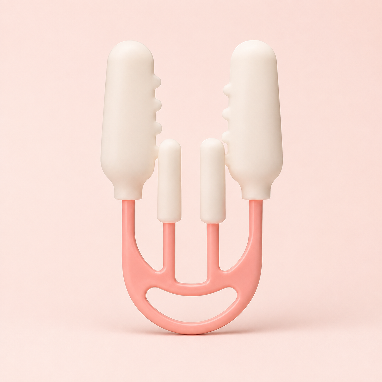 Representational studio image of the Enova Nose Contour Clip with pink frame and four white contact pads