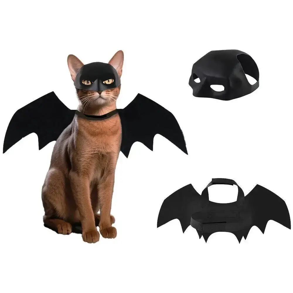 Black cat costume set with separate eye mask and wing piece