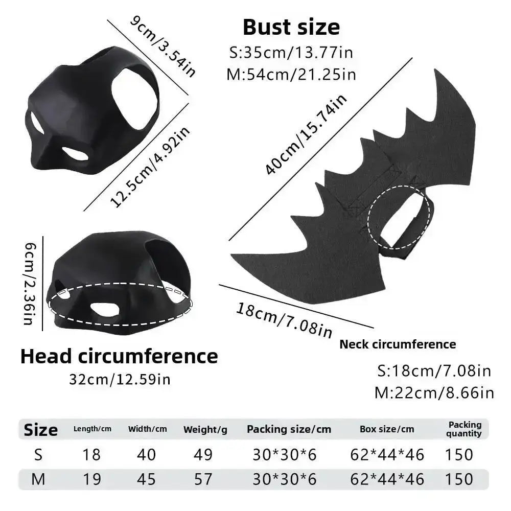 Supplier size chart for Small and Medium wing pieces