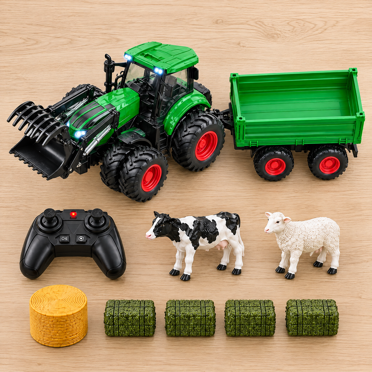 HarvestHaul tractor, trailer, remote and farm accessories
