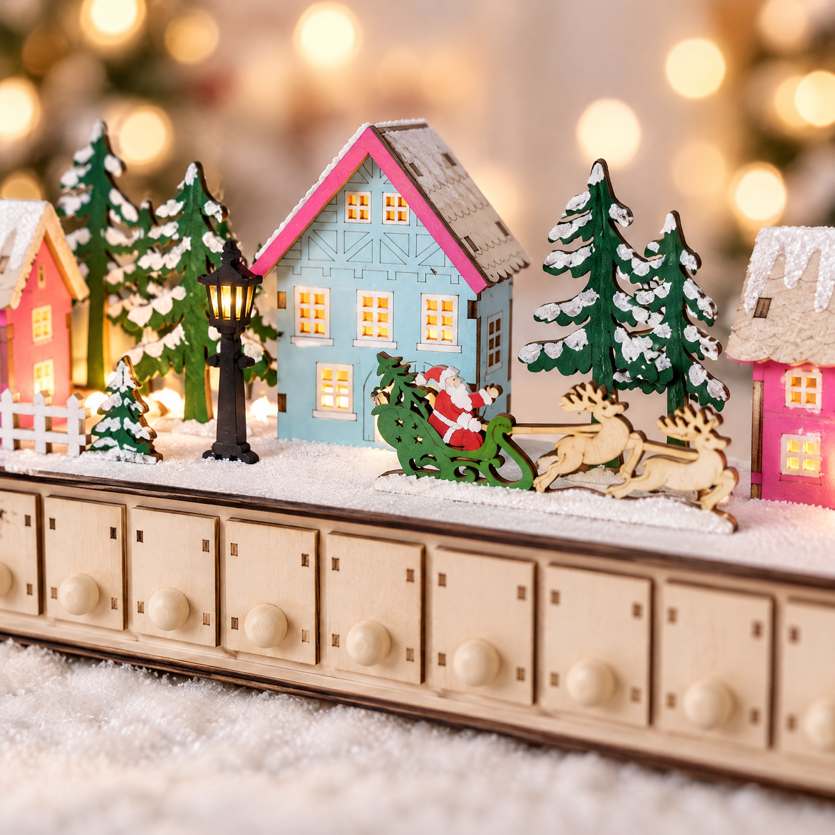 Hollyvale wooden light-up advent village