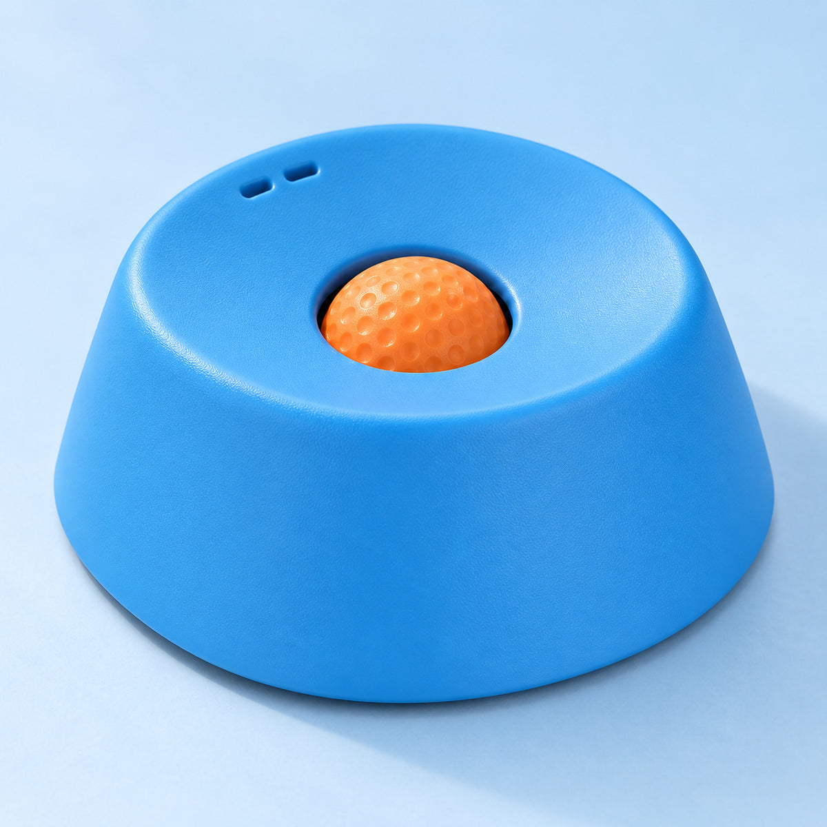 Pawturn detail — generated detail of recessed orange rolling ball and blue bowl
