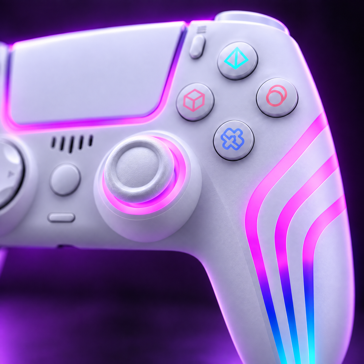 Close-up of the PulsePad glowing stick rings and grip stripes