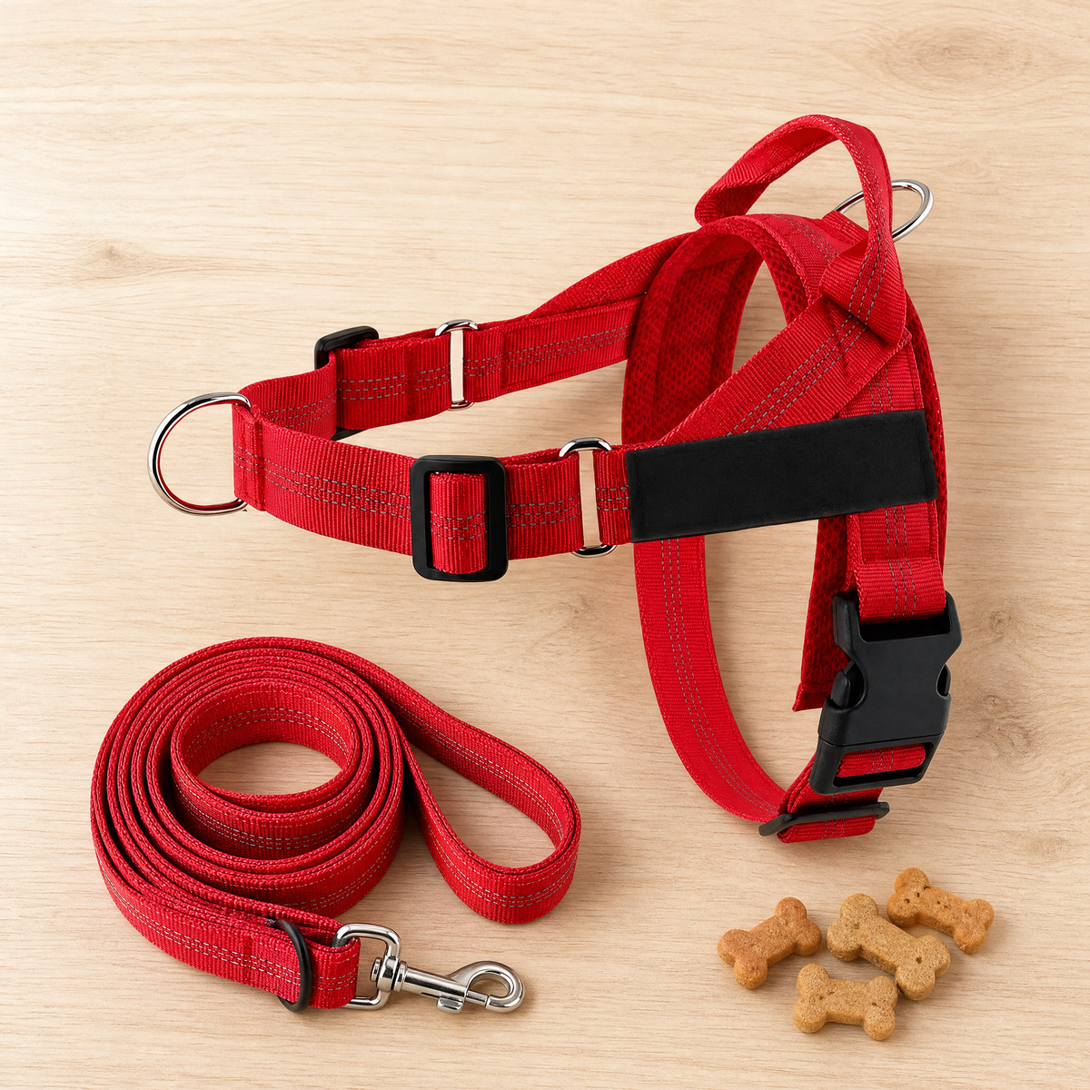 StrideFit harness with leash and treats