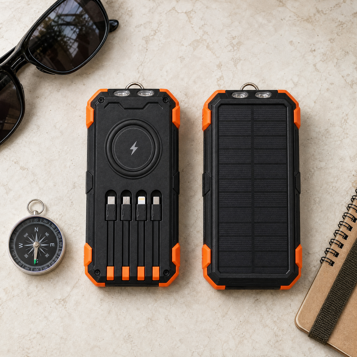 SunVault power bank with outdoor gear